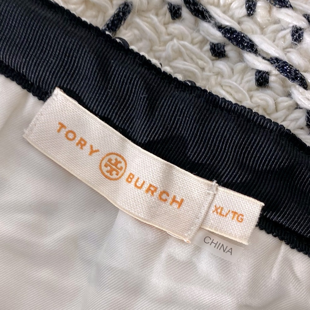 Tory Burch Cream Black Plaid Tweed Linen Blend Mini Skirt XL Academia Twee - Picture 3 of 16